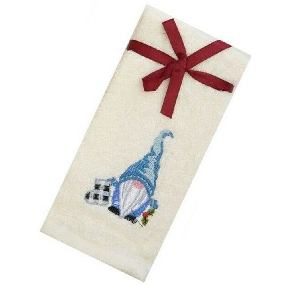 Avanti Gnome Fingertip Towels Set of 2 Embroidered Christmas Blue White Holiday